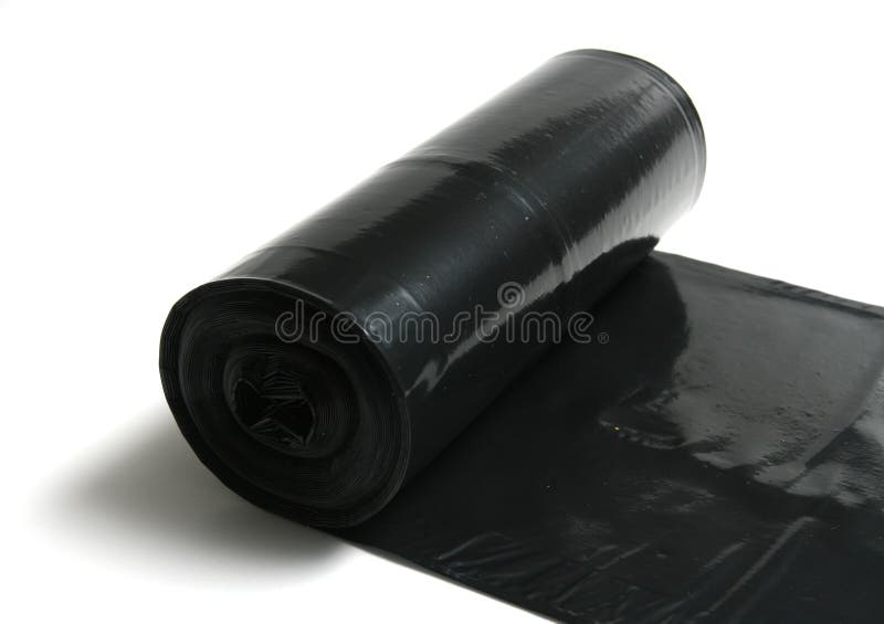 Black garbage bags on a roll. Black garbage bags on a roll