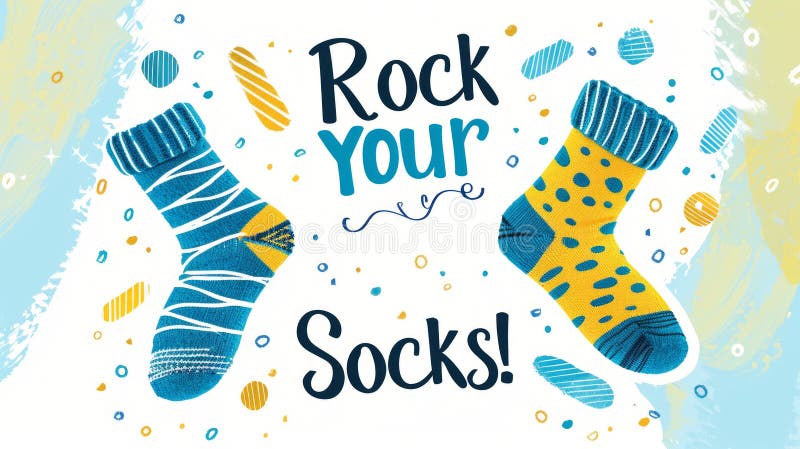 A fun and spirited call to action to wear mismatched socks in support of World Down Syndrome Day. AI generated. A fun and spirited call to action to wear mismatched socks in support of World Down Syndrome Day. AI generated
