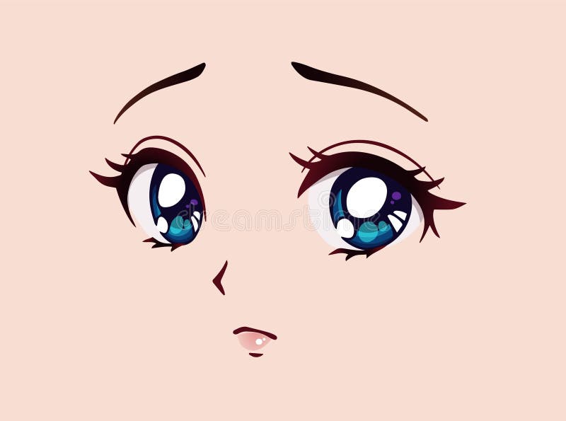 Happy Anime Face. Manga Style Closed Eyes, Little Nose and Kawaii Mouth  Stock Vector - Illustration of female, drawing: 176476766