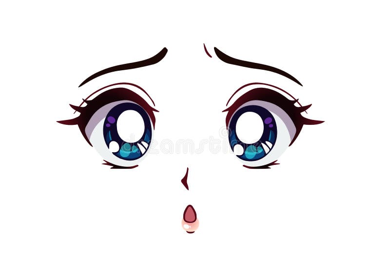 Sad anime face. Manga style closed eyes, little - Stock Illustration  [65574745] - PIXTA