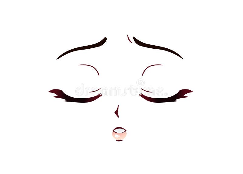 Happy anime style closed eyes blushy cheeks hand Vector Image