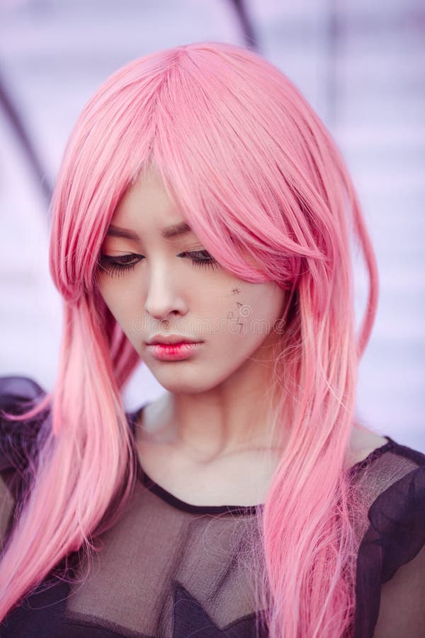 SAD asiatisk flicka Cosplay Japan anime arkivfoton SAD asiatisk flicka Cosplay Japan anime arkivfoton