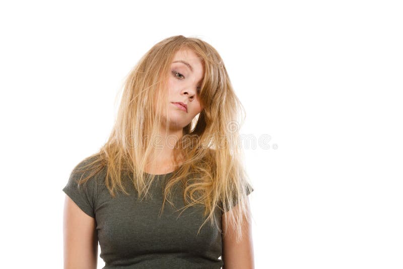 Sad Blonde Woman with Messy Hair Stock Image - Image of messed, messy: 122838935 Sad Blonde Woman with Messy Hair Stock Image - Image of messed, messy: 122838935
