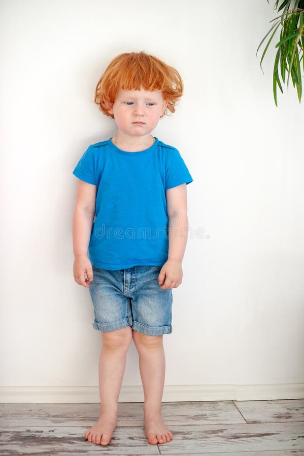 A Sad Boy in a Blue T-shirt Stock Image - Image of funny, wistfulness:  118323725