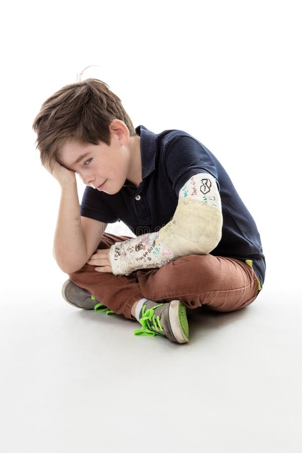Boy With Cast On Left Arm And Tennis Racket Stock Image - Image of tennis, painful: 64622637