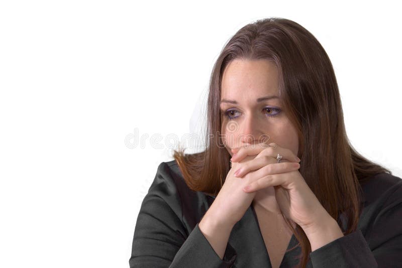 Sad brunette woman stock photos