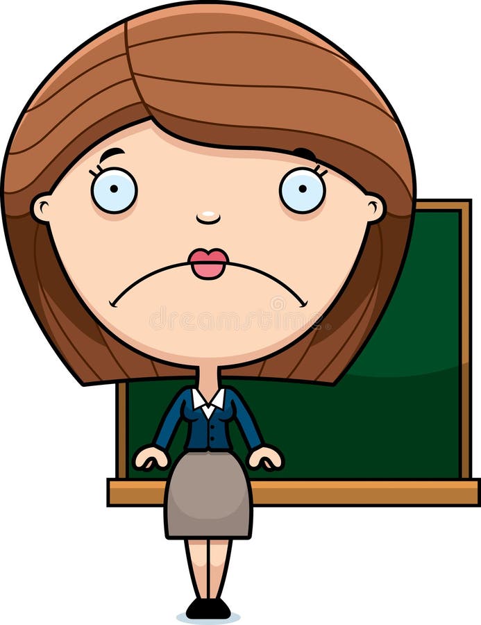 sad cartoon teacher illustration looking 49632867