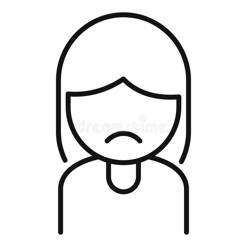 User profile with sad face line icon. Sad rating, dislike