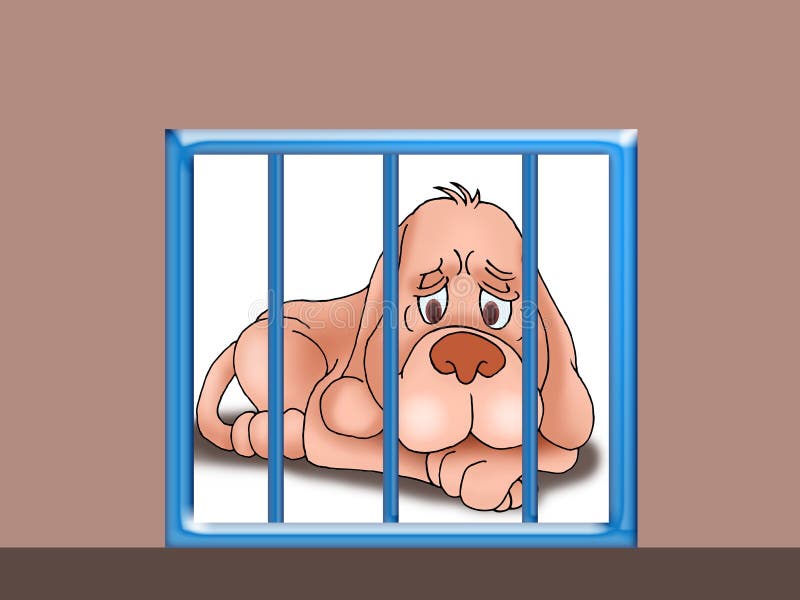 Sad Dog in the cage