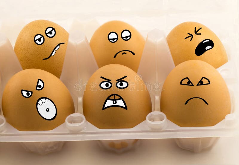 Sad eggs on a white background