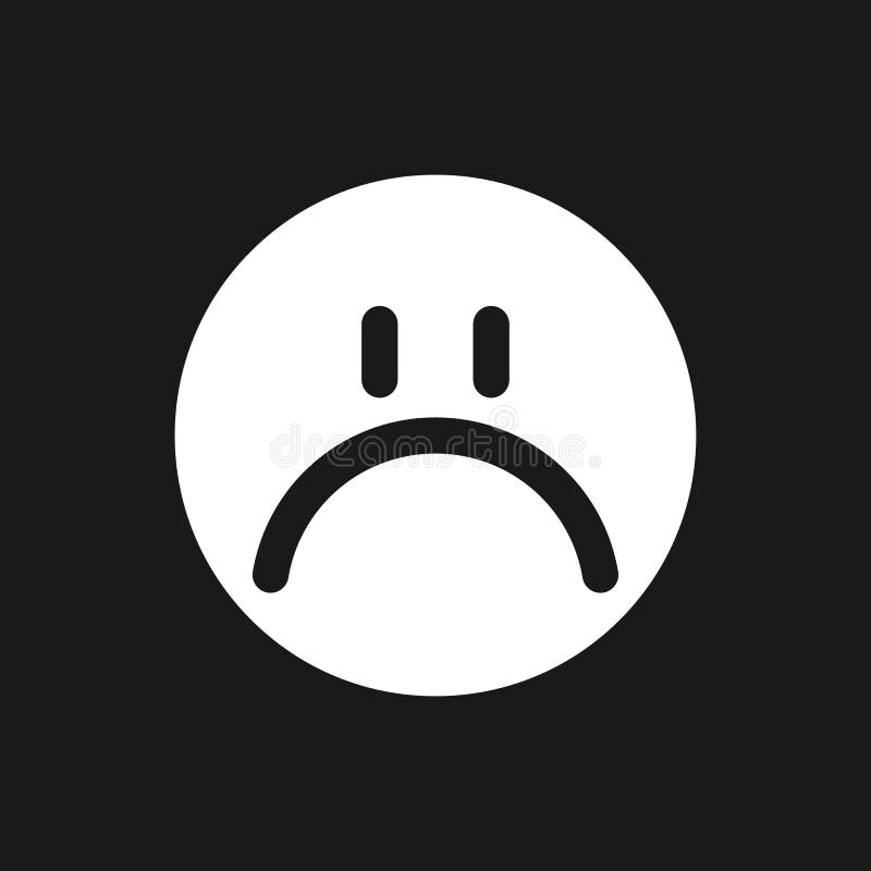 Sad Emoji Dark Mode Glyph Ui Icon Stock Illustration - Illustration of