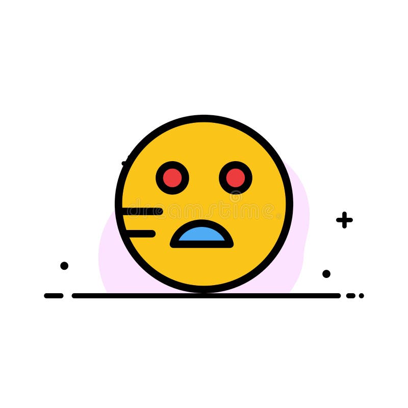 Sad Emojis School Business Flat Line Filled Icon Vector Banner