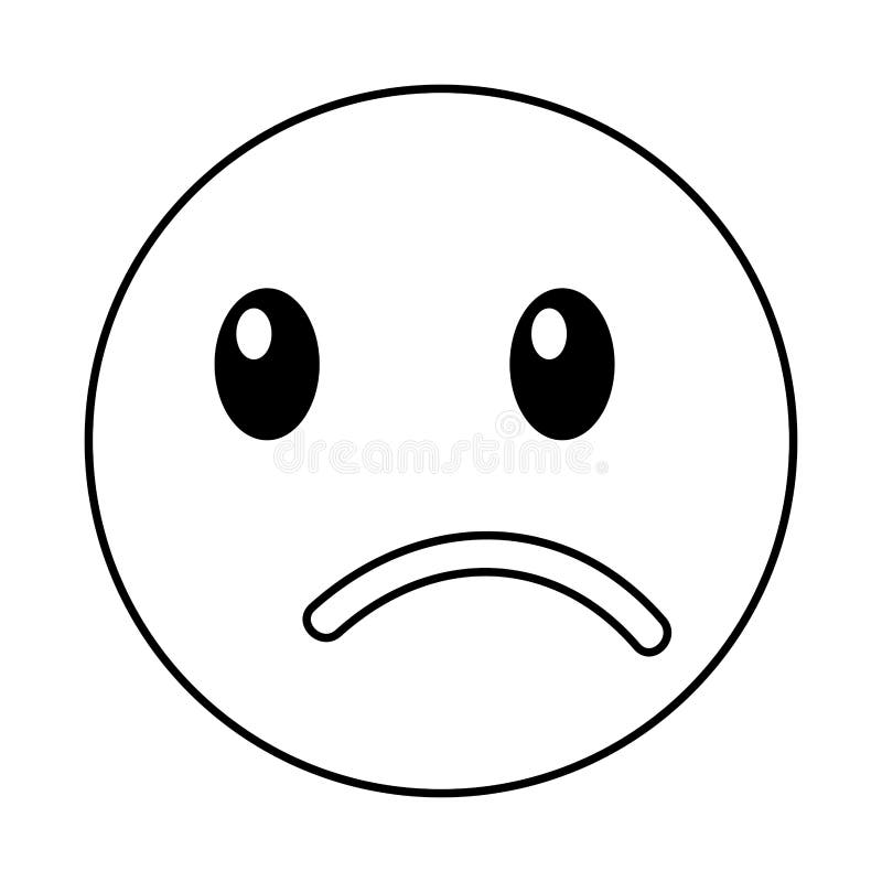 Sad Emoticon Face Kawaii Style Stock Vector Illustration of character