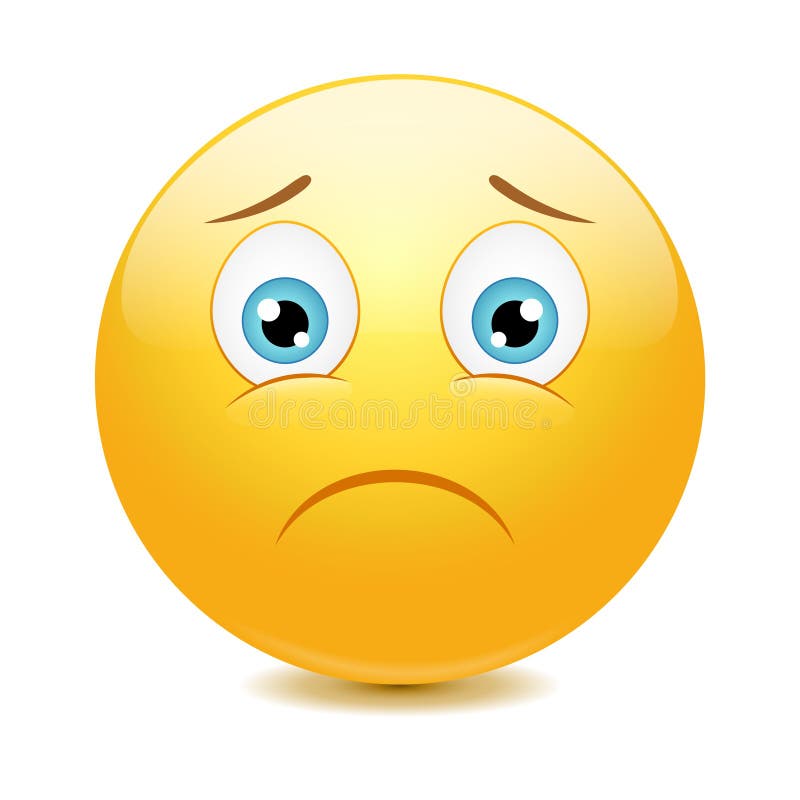 Triste emoticon su uno sfondo bianco.