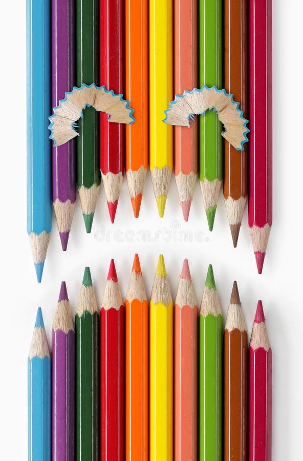 Sad face of color pencils