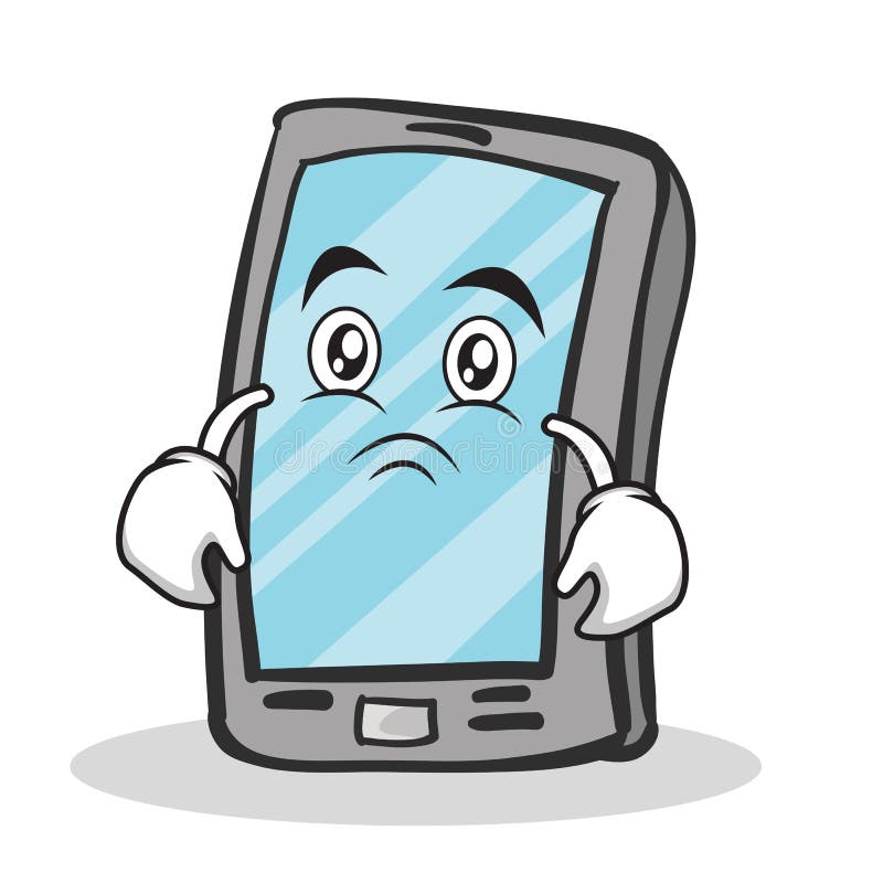 Sad Face Smartphone Cartoon Character Stock Vector - Illustration of