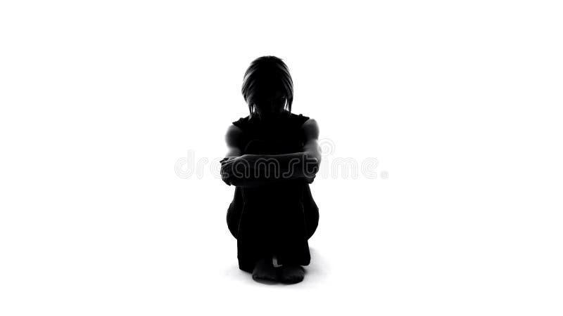 Sad female shadow sitting floor with crossed arms, domestic violence depression royalty free stock images Sad female shadow sitting floor with crossed arms, domestic violence depression royalty free stock images