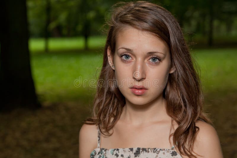 Sad girl in the park