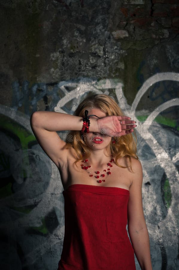 Sad girl in ruins royalty free stock images Sad girl in ruins royalty free stock images