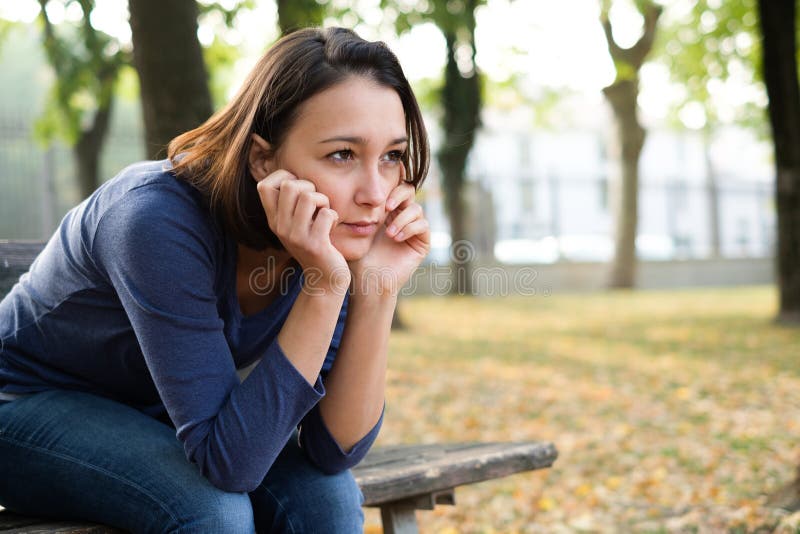 Portrait of bullied girl feeling lonely and worried royalty free stock photography Portrait of bullied girl feeling lonely and worried royalty free stock photography