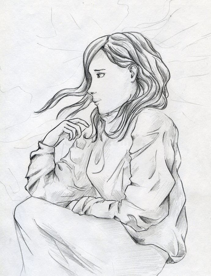 Sketch Lonely Girl Stock Illustrations 293 Sketch Lonely