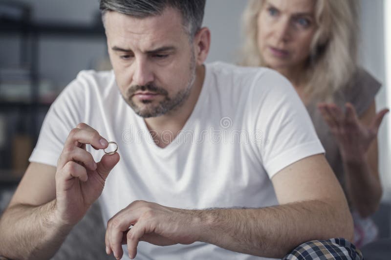 Sad Husband Holding Wedding Ring Stock Photo Nude Pic Hq