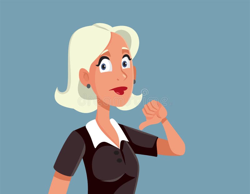 Woman Holding Thumbs Down As Negative Feedback Vector Cartoon Stock