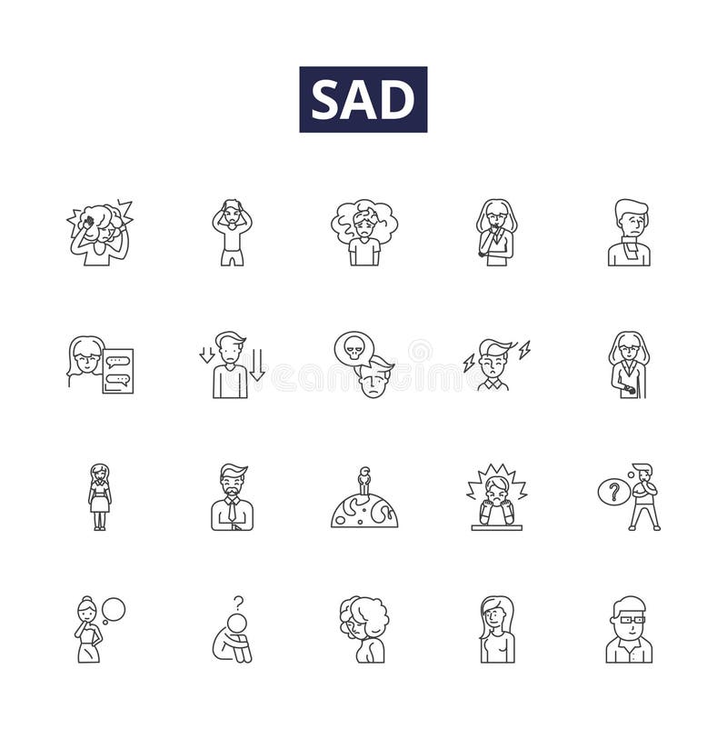 Sad Line Vector Icons And Signs Gloomy Melancholic Sorrowful sad-line-vector-icons-and-signs-gloomy-melancholic-sorrowful
