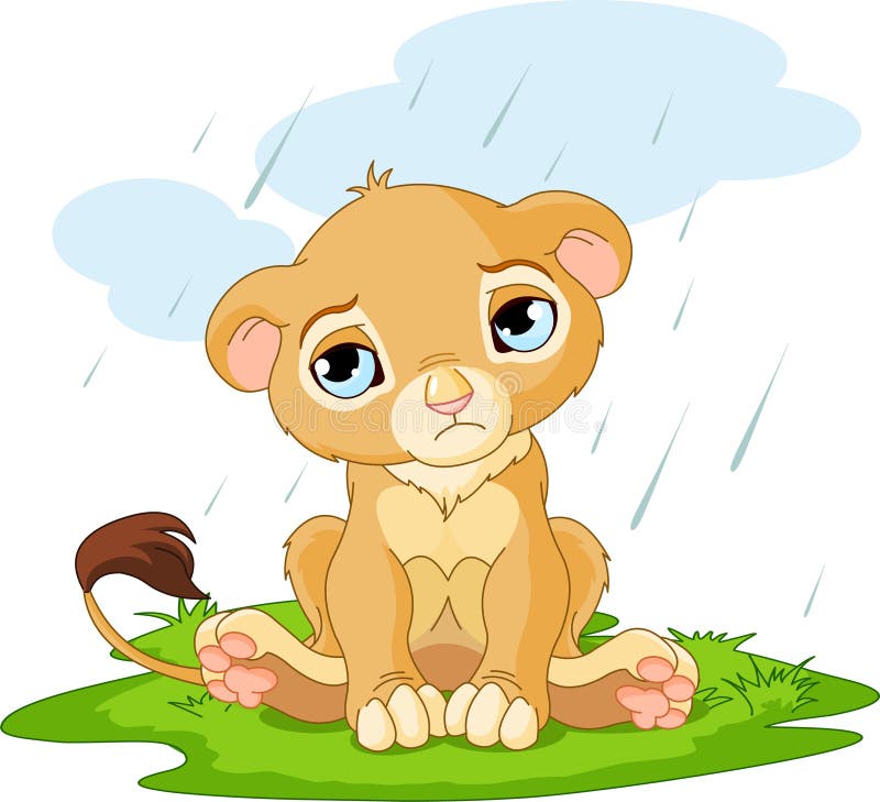 Sad lion cub