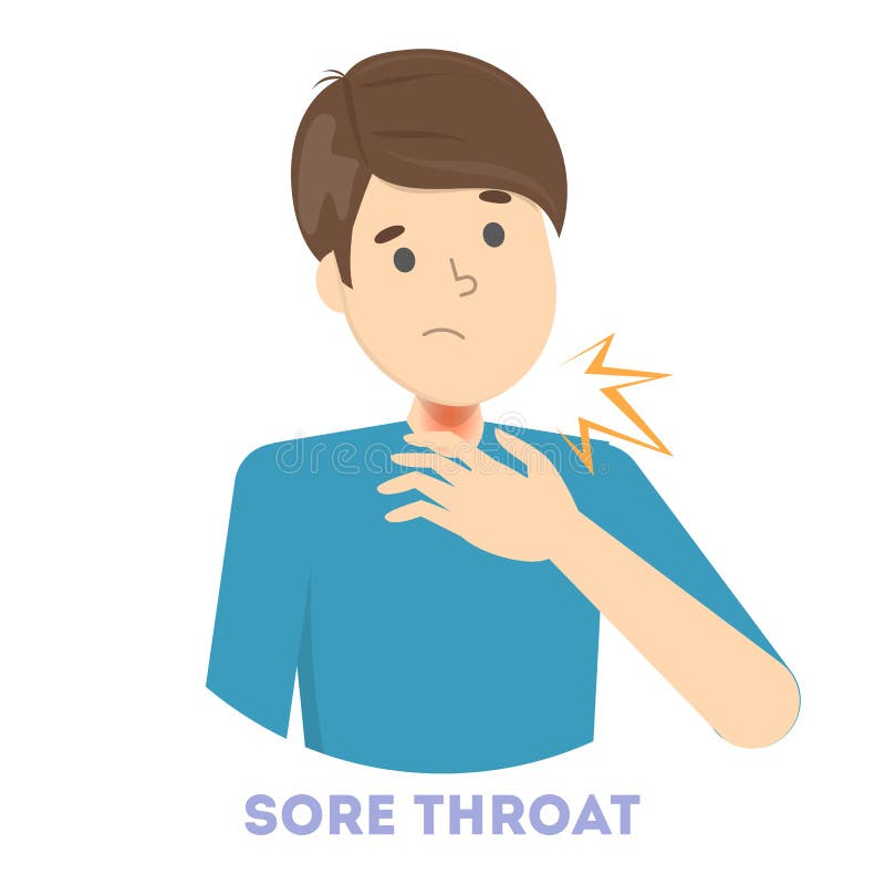 Sad Man with a Pain in Throat. Symptom of Flu Stock Vector ...