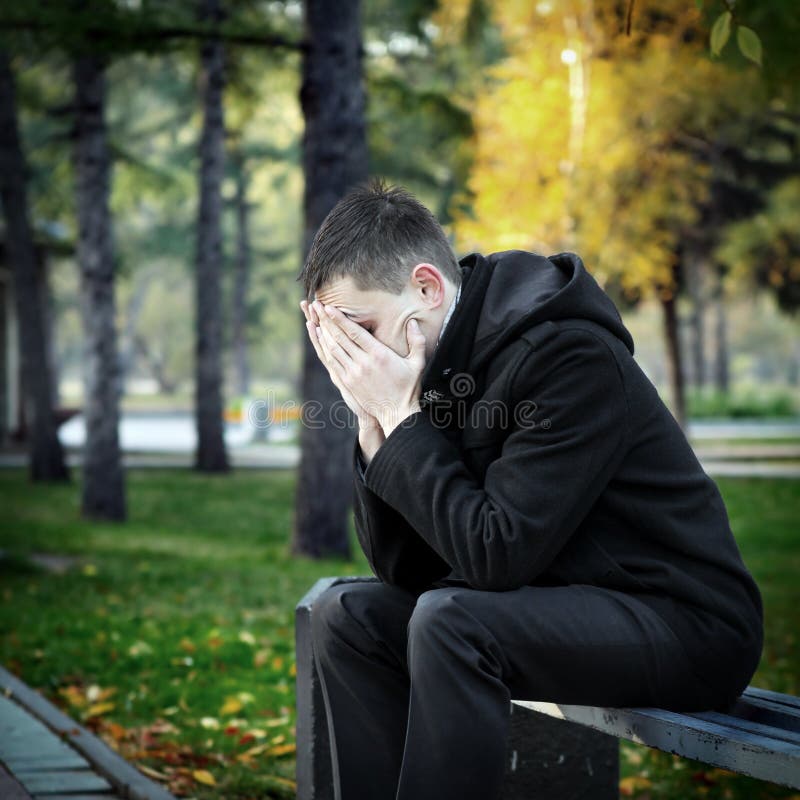 Sad Man at the Park stock photo. Image of bench, sorrowful - 48843096