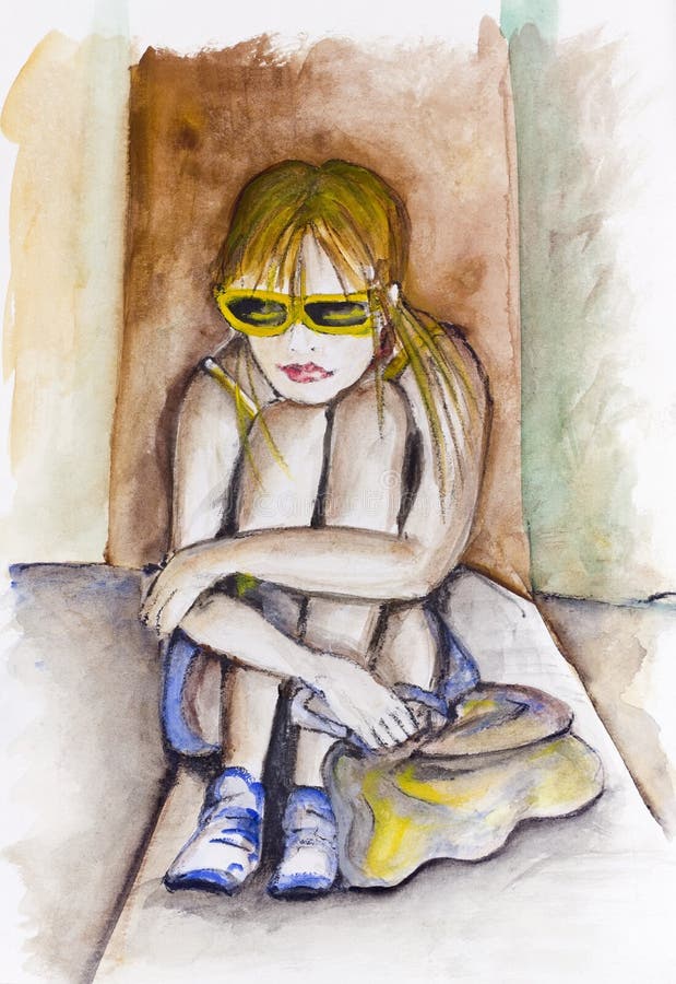 Sad Maria - teenager girl royalty free illustration Sad Maria - teenager girl royalty free illustration