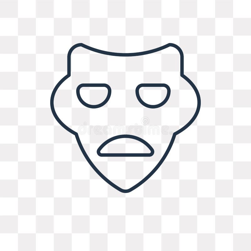 Sad Mask vector icon isolated on transparent background, linear royalty free illustration Sad Mask vector icon isolated on transparent background, linear royalty free illustration