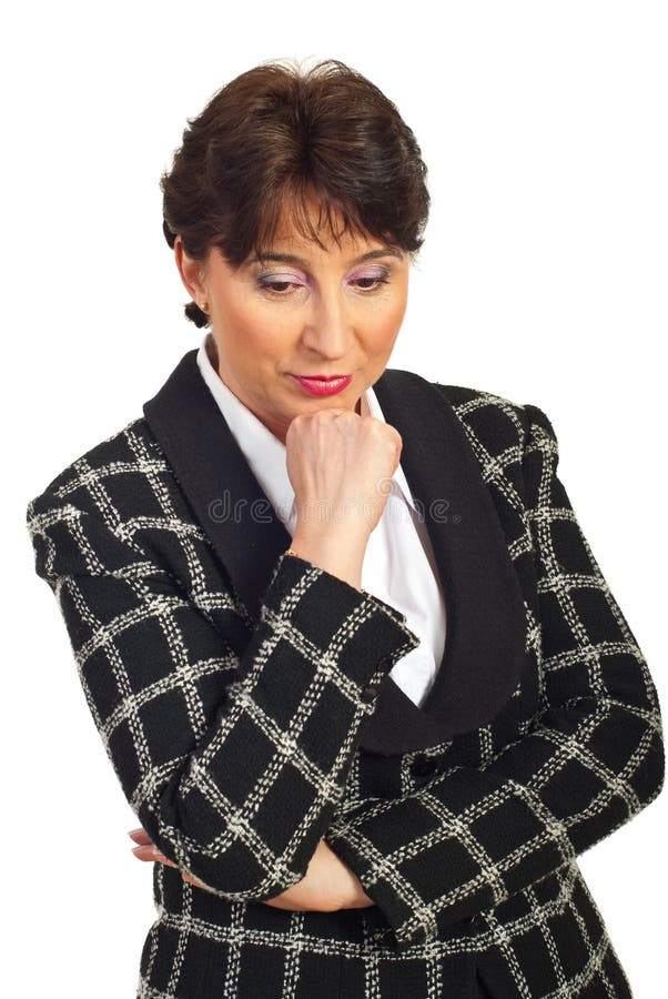 Sad mature business woman stock images