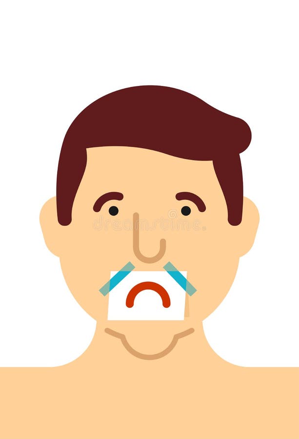 Sad Mouth. Sorrowful Red Lips On White Background. Stock Vector