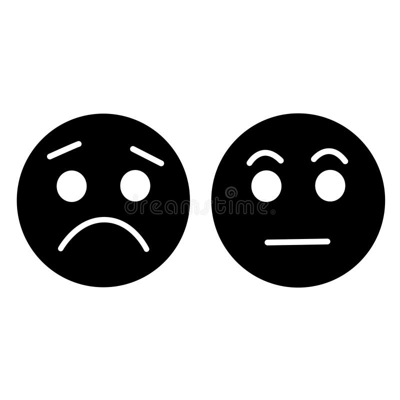 Sad and Neutral Face Icons stock vector. Illustration of emotions ...