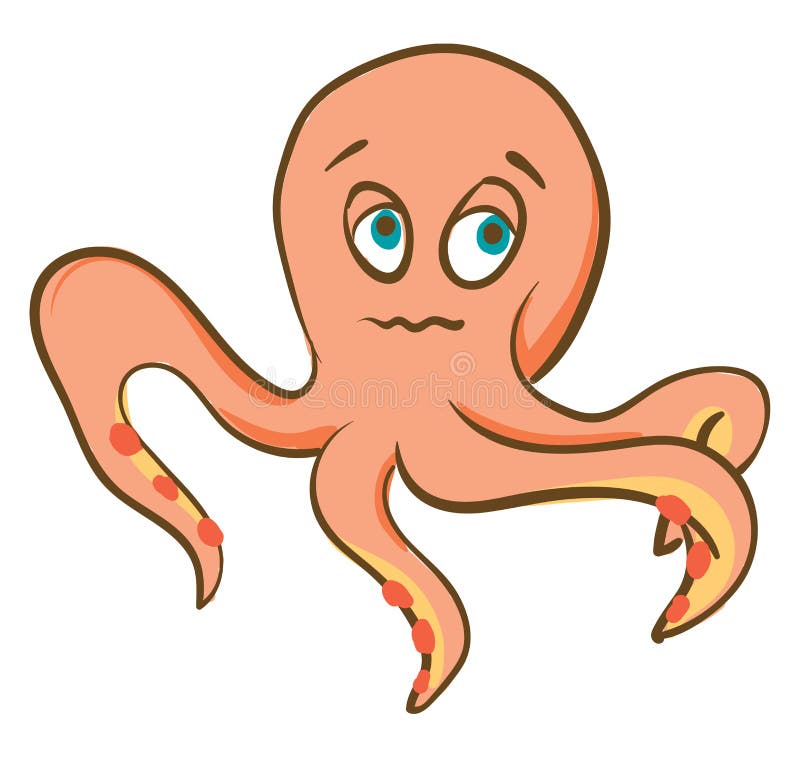 Beautiful orange octopus stock vector. Illustration of smile - 76461906