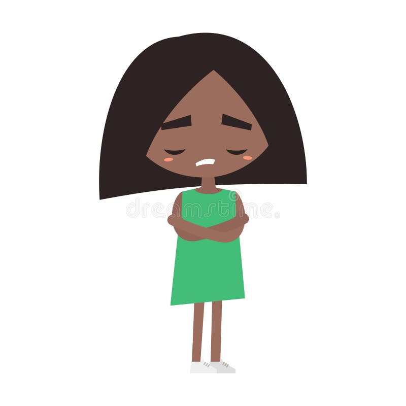 Sad offended black girl cartoon illustration vector illustration Sad offended black girl cartoon illustration vector illustration
