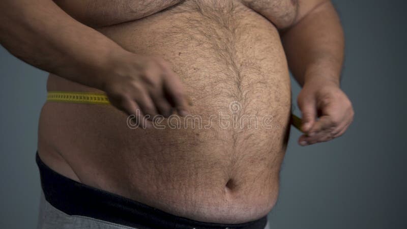 Sad Overweight Man Unable To Measure His Waist, Fat Tummy with Stretch  Marks Stock Video - Video of expression, male: 118129747