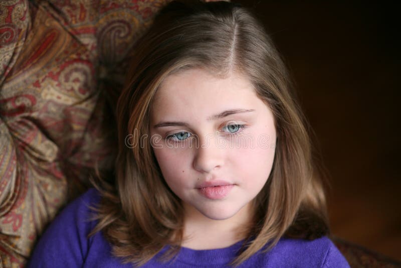 Sad Preteen Girl Stock Image Image Of Thoughtful Girl 23136659