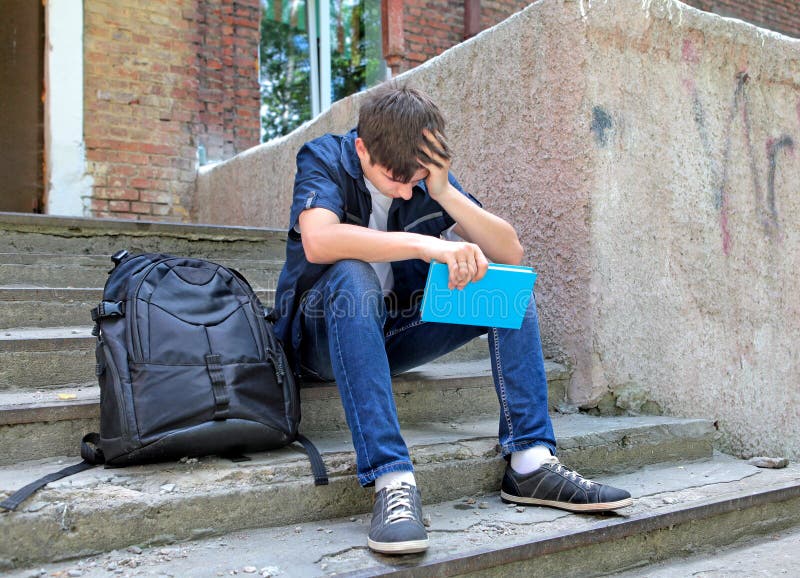 Sad Student with the Book stock image