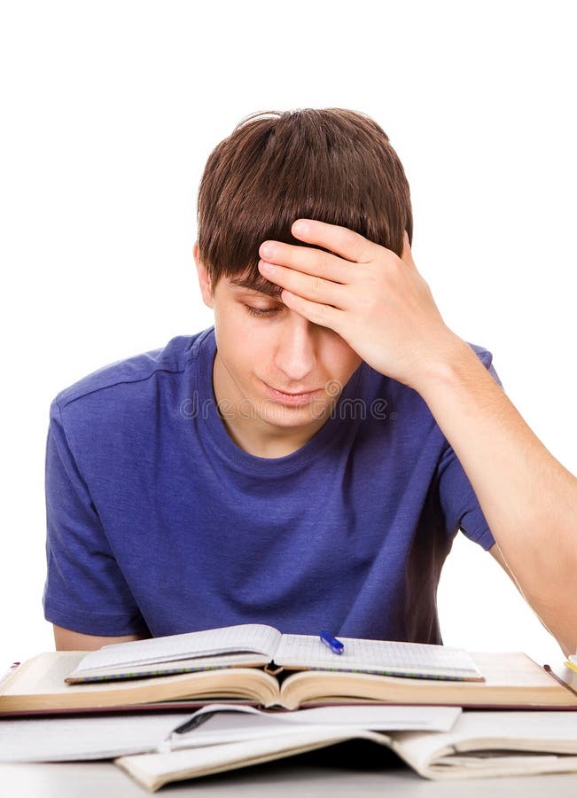 Sad Student with a Books stock images