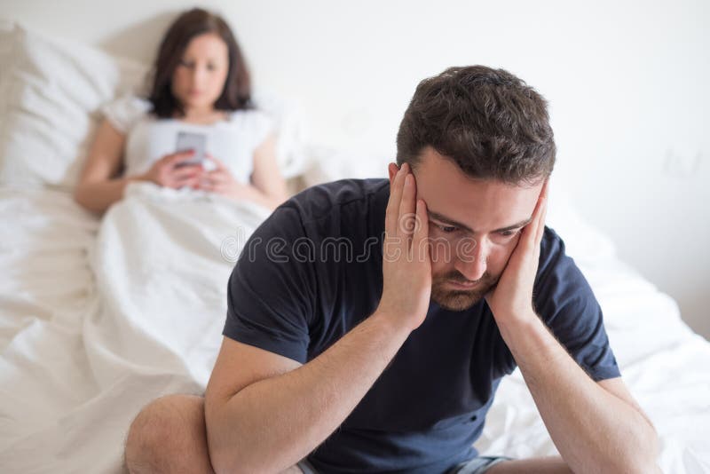 Sad and thoughtful men after arguing with his girlfriend