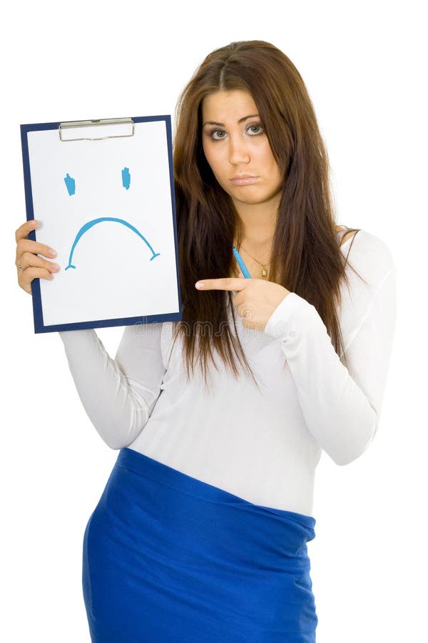 Sad woman drawing smile stock photo. Image of funny, ruthful - 9400514