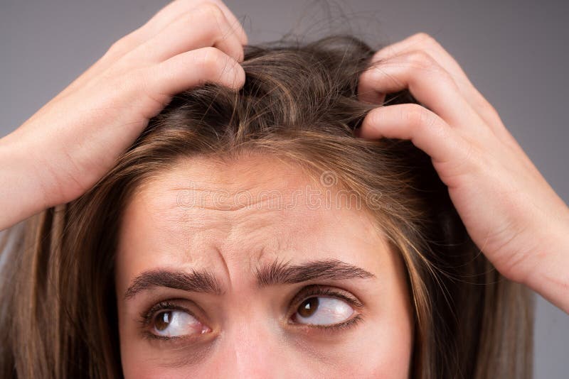 Sad Woman Looking at Damaged Hair, the Hair Loss Problem. Studio Isolated  Portrait, Copy Space. Stock Image - Image of health, emotional: 224932049