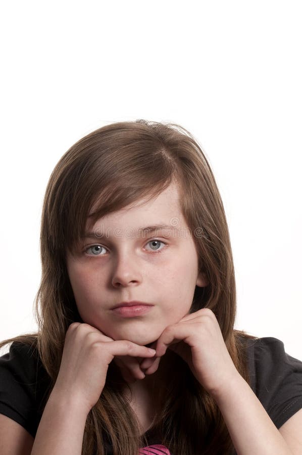 Young Girl Looking in the Camera Stock Image - Image of face, sadness ...
