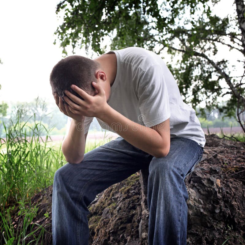 Sad Young Man Outdoor Stock Image Image Of Sorrowful 38921689