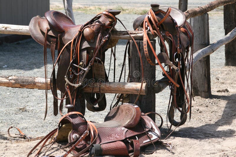 Saddles royalty free stock photos