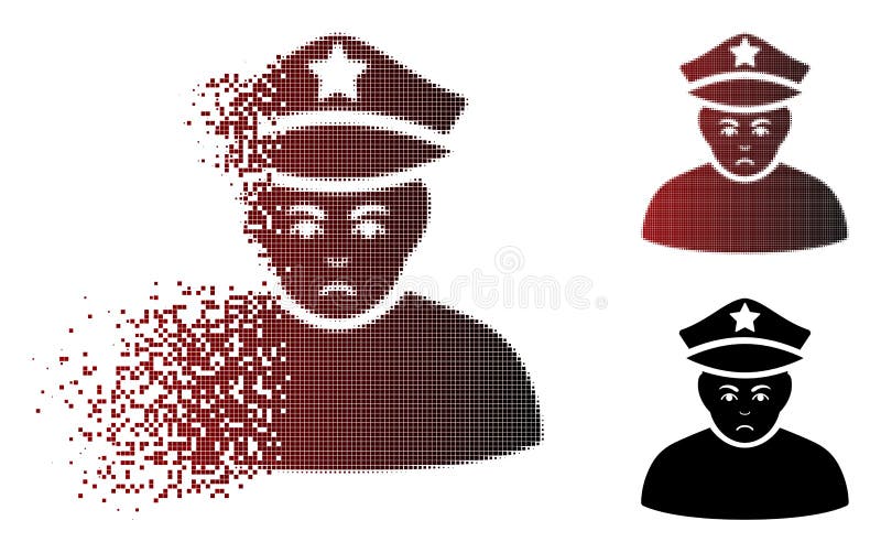 Sadly Dissolving Pixelated Halftone Army General Icon vector illustration