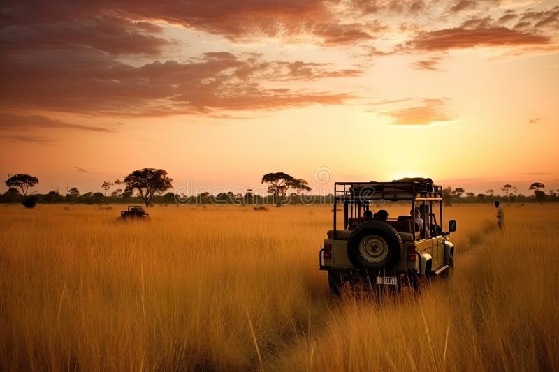 Safari adventure through the wilderness of exotic destination royalty free illustration